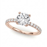 Round Center Engagement Ring — Rose Gold