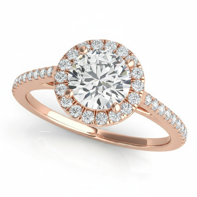 Round Halo Engagement Ring — Rose Gold