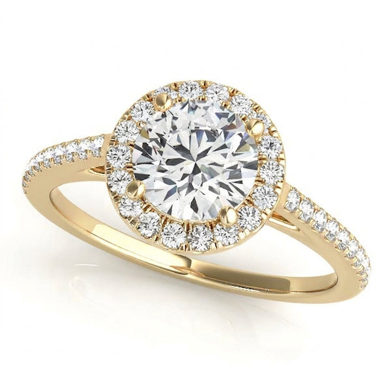 Round Halo Engagement Ring — Yellow Gold