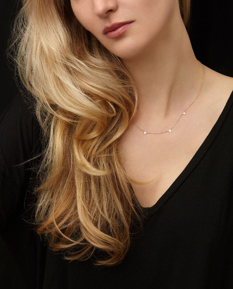 14K Gold Dangle Spike Necklace
