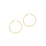 14K Yellow Gold 2mm Diamond Cut & Polished Design Hoop Earring