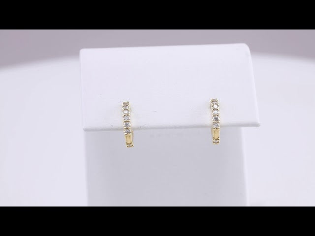 7 ct tw Round Lab Grown Diamond Accented Huggie Earrings in 14K W... - view 2