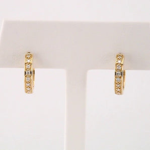 1/5 ct tw Round Lab Grown Diamond Accented Hoop Earrings in 14K Y... - view 2