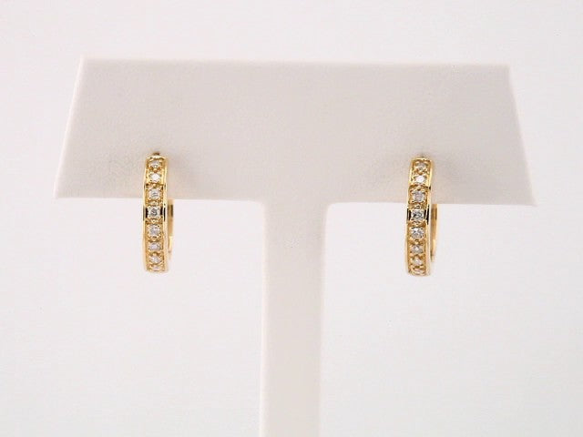 1/5 ct tw Round Lab Grown Diamond Accented Hoop Earrings in 14K Y... - view 2