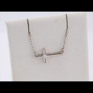 3 ct tw Cross Lab Grown Diamond Necklace in 14K White Gold (18")... - view 3