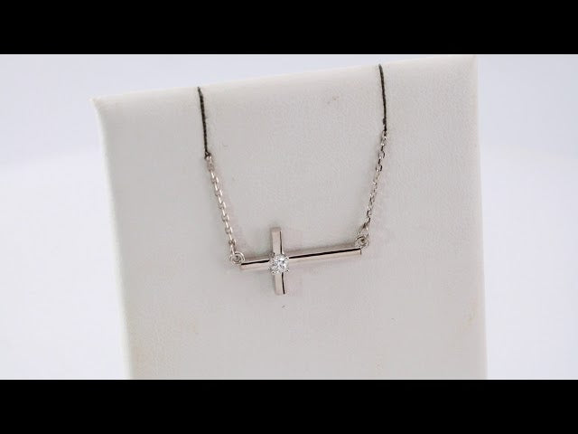 3 ct tw Cross Lab Grown Diamond Necklace in 14K White Gold (18")... - view 3