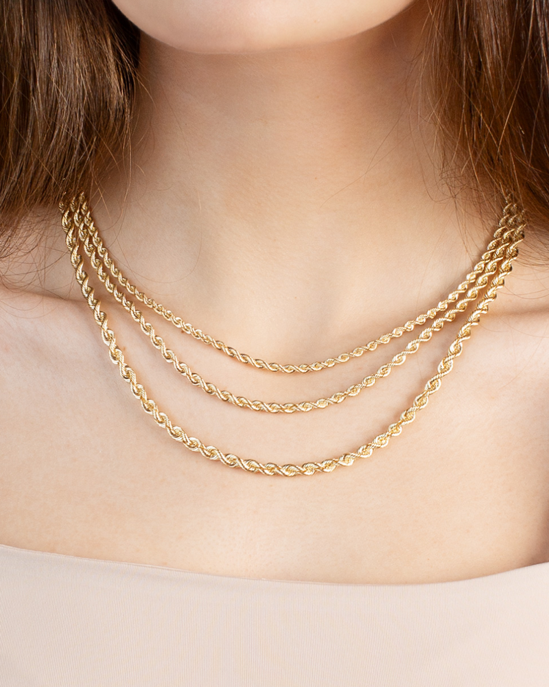 14K 3mm Silk Rope Chain