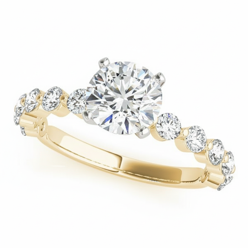 Single Prong Engagement Ring — Yellow Gold