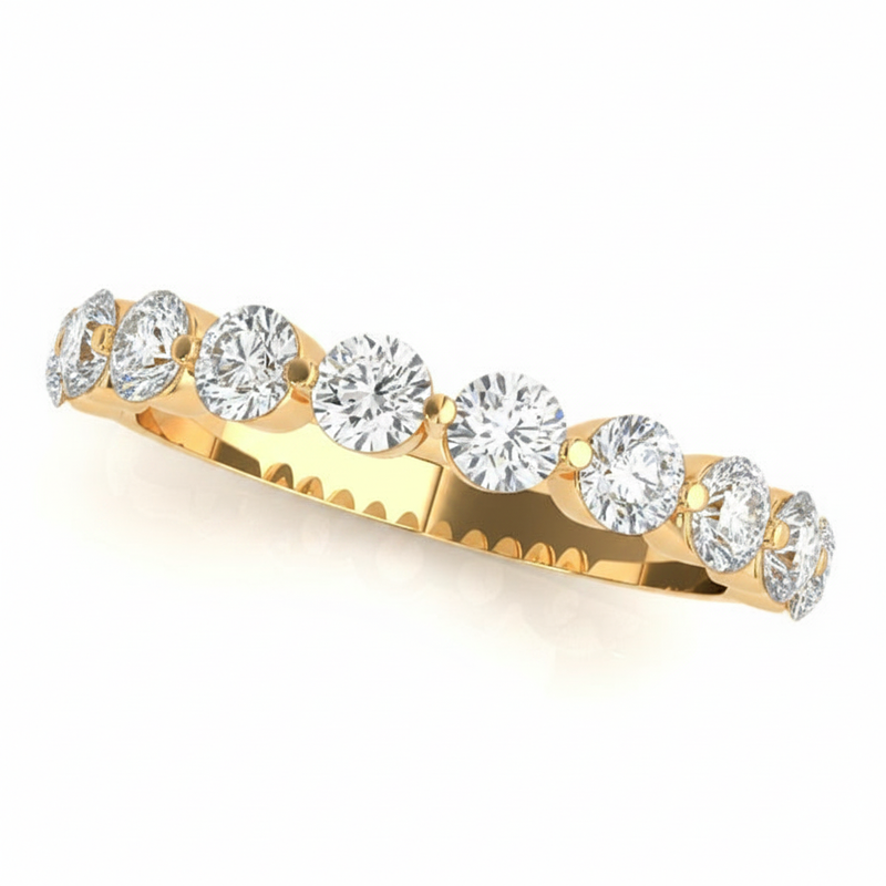 Single Prong Wedding Band — 1/16 ctw — Yellow Gold