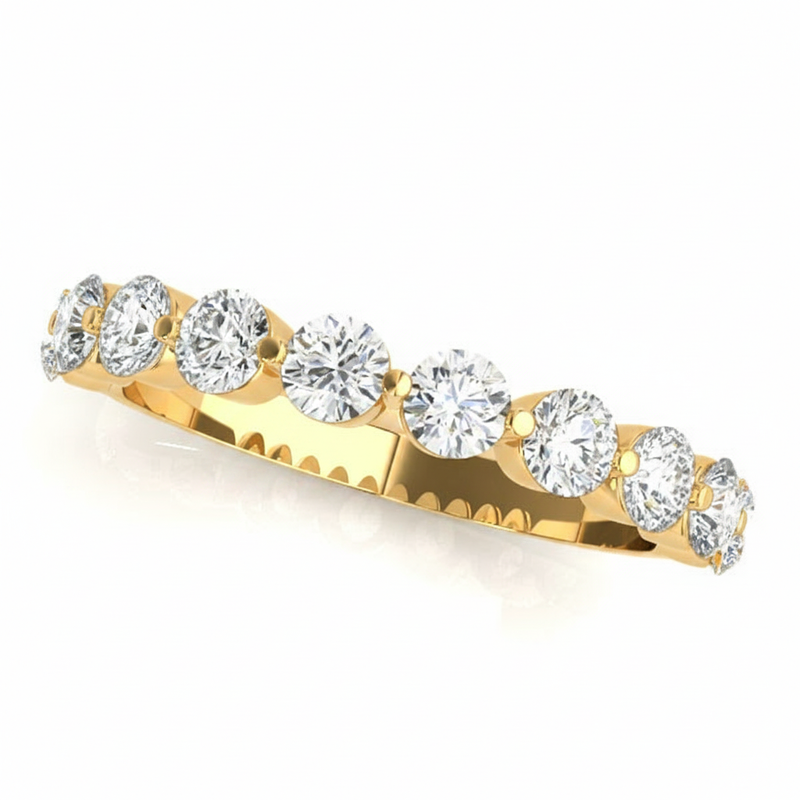 Single Prong Wedding Band — 0.04 ctw — Yellow Gold