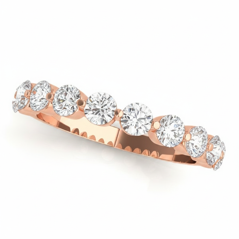 Single Prong Wedding Band — 1/8 ctw — Rose Gold