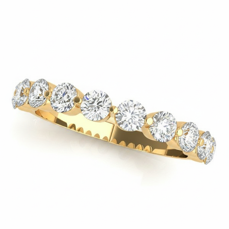 Single Prong Wedding Band — 1/4 ctw — Yellow Gold