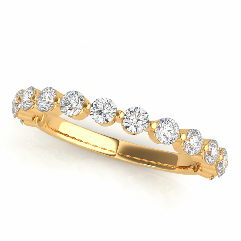 Single Prong Wedding Band — 1/16 ctw — Yellow Gold