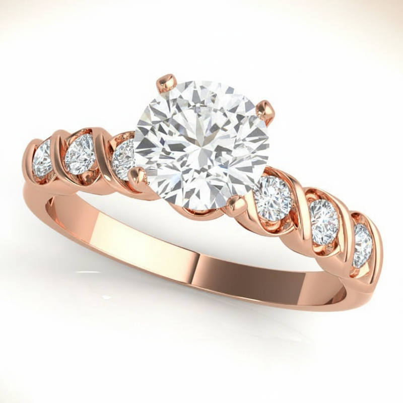 Bezel Set Engagement Ring (50204-E) — Rose Gold