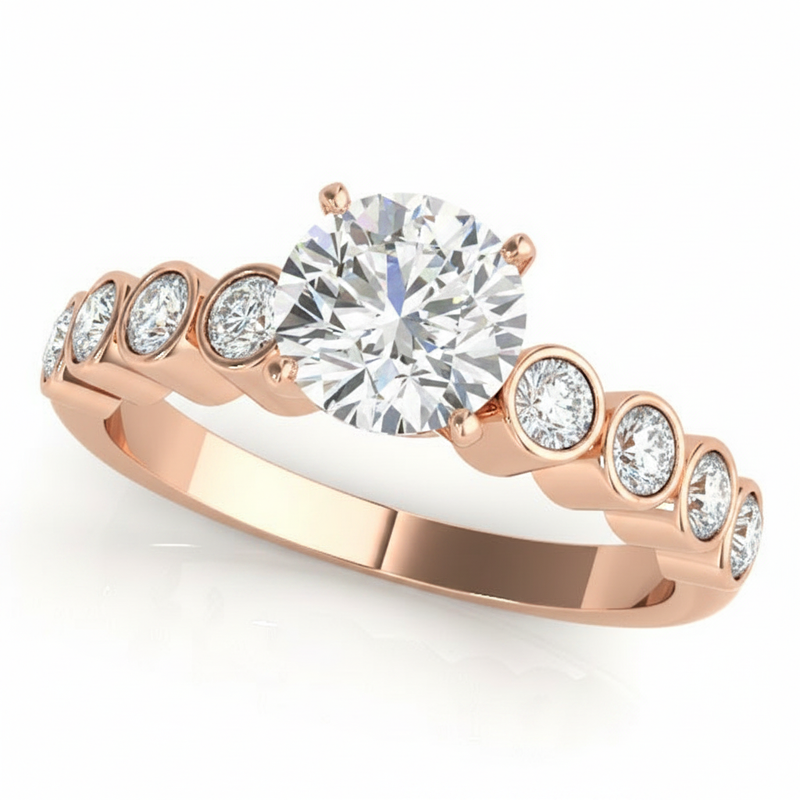 Bezel Set Engagement Ring (50352-E) — Rose Gold