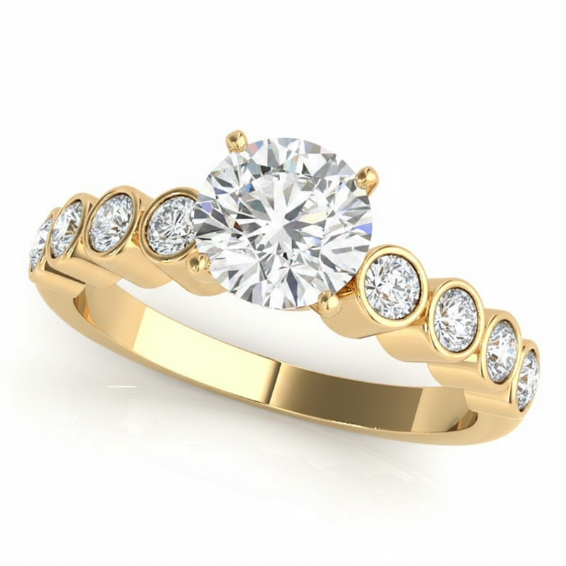 Bezel Set Engagement Ring (50352-E) — Yellow Gold