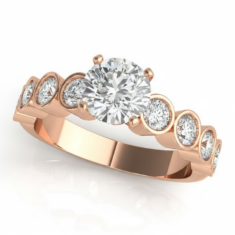 Bezel Set Engagement Ring (50387-E) — Rose Gold