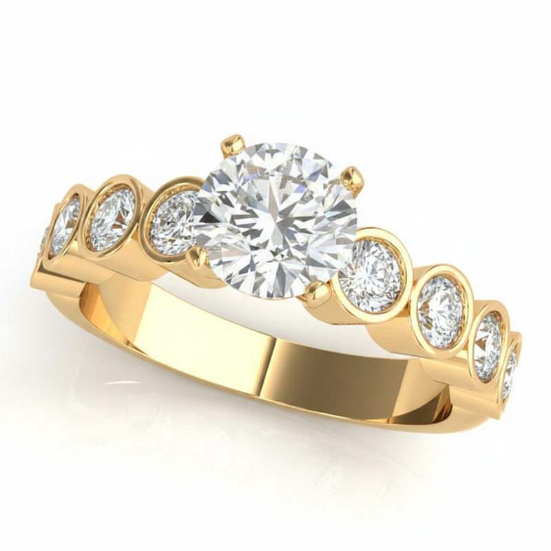 Bezel Set Engagement Ring (50387-E) — Yellow Gold