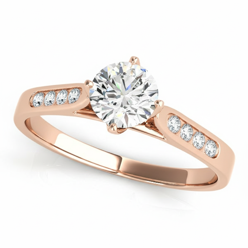 Channel Set Engagement Ring (50001-E) — Rose Gold