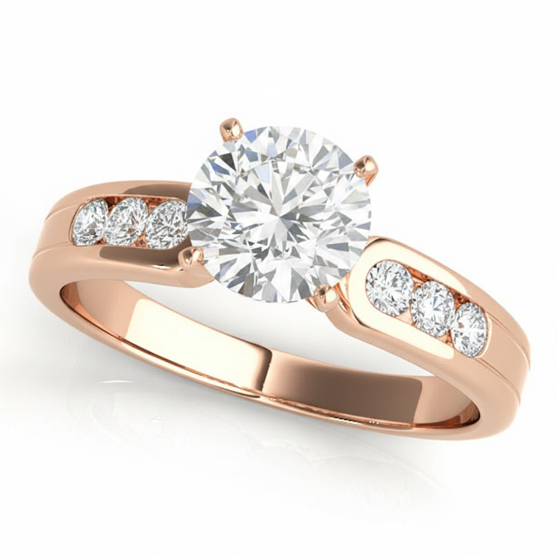 Single-Row Channel-Set Engagement Ring — Rose Gold