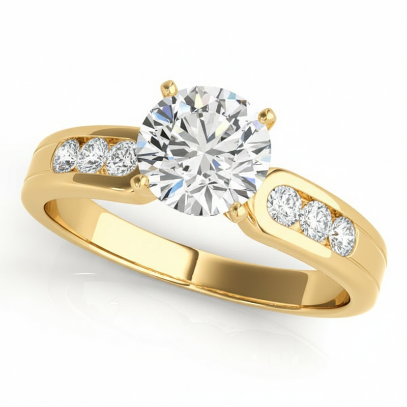 Single-Row Channel-Set Engagement Ring — Yellow Gold