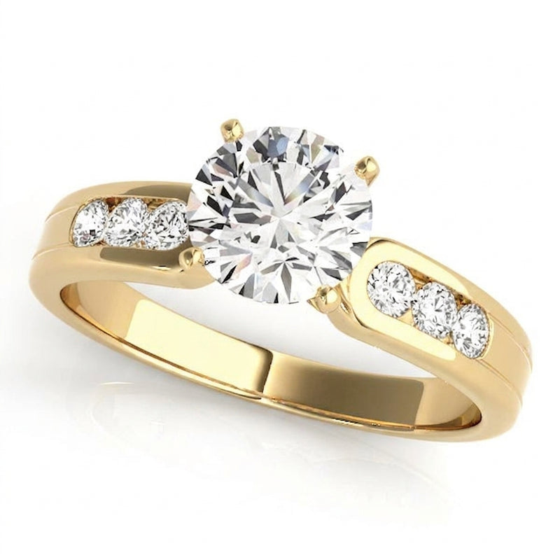 Single-Row Channel-Set Engagement Ring — Yellow Gold