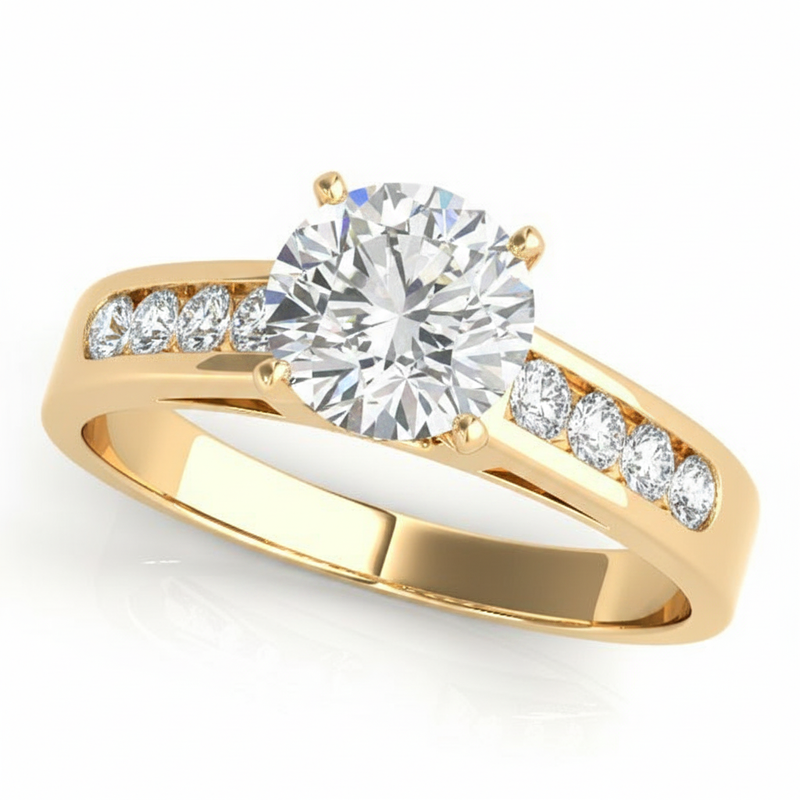 Channel Set Engagement Ring (50005-E) — Yellow Gold