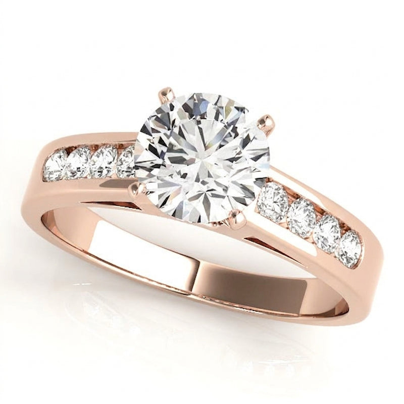 Channel Set Engagement Ring (50005-E) — Rose Gold