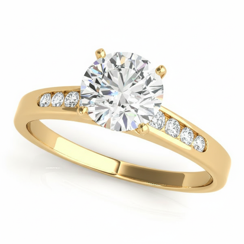 Channel Set Engagement Ring (50026-E) — Yellow Gold