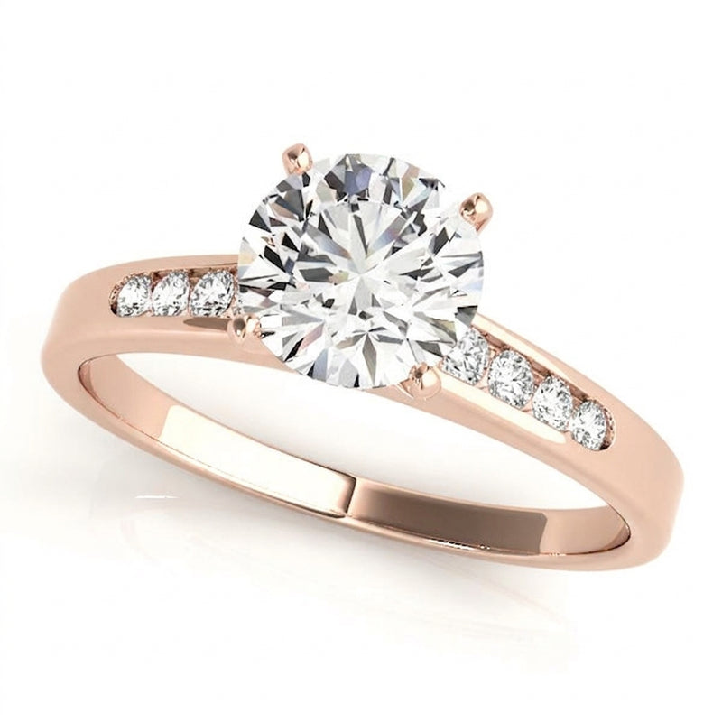 Channel Set Engagement Ring (50026-E) — Rose Gold