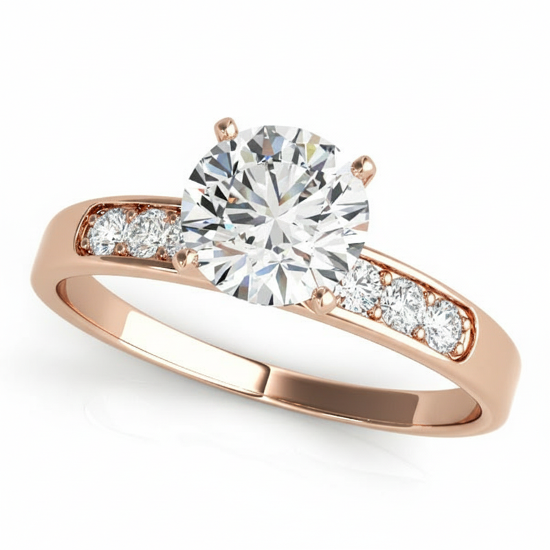 Channel Set Engagement Ring (50076-E) — Rose Gold