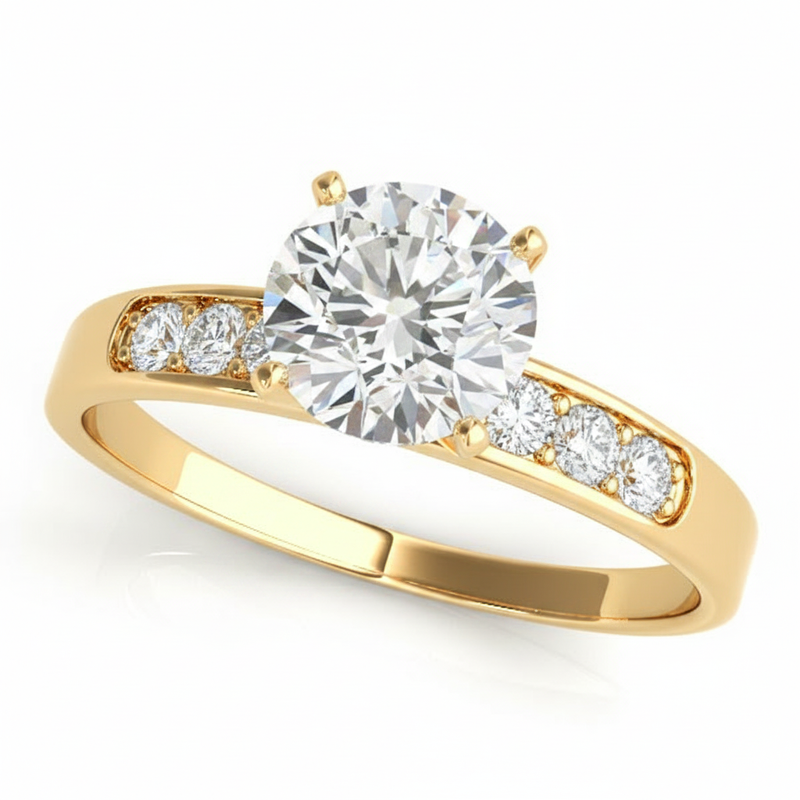 Channel Set Engagement Ring (50076-E) — Yellow Gold