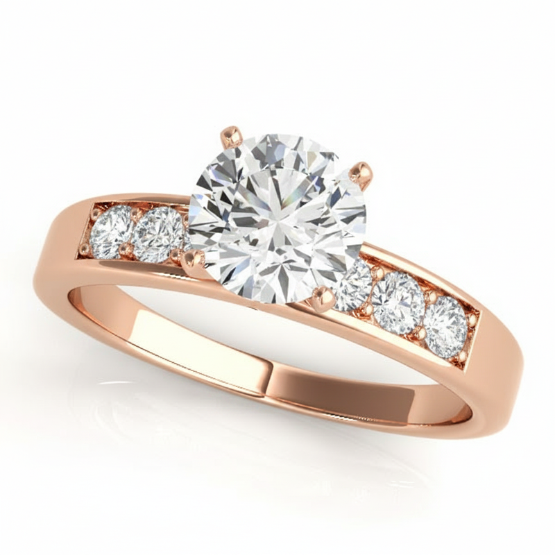 Channel Set Engagement Ring (50077-E) — Rose Gold