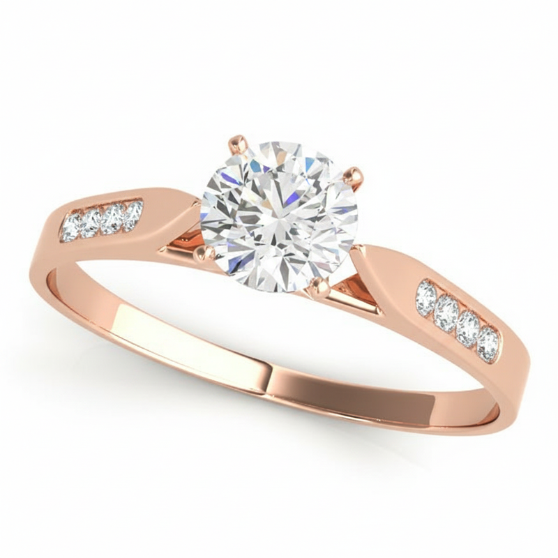 Channel Set Engagement Ring (50120-E) — Rose Gold