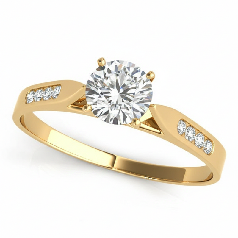 Channel Set Engagement Ring (50120-E) — Yellow Gold