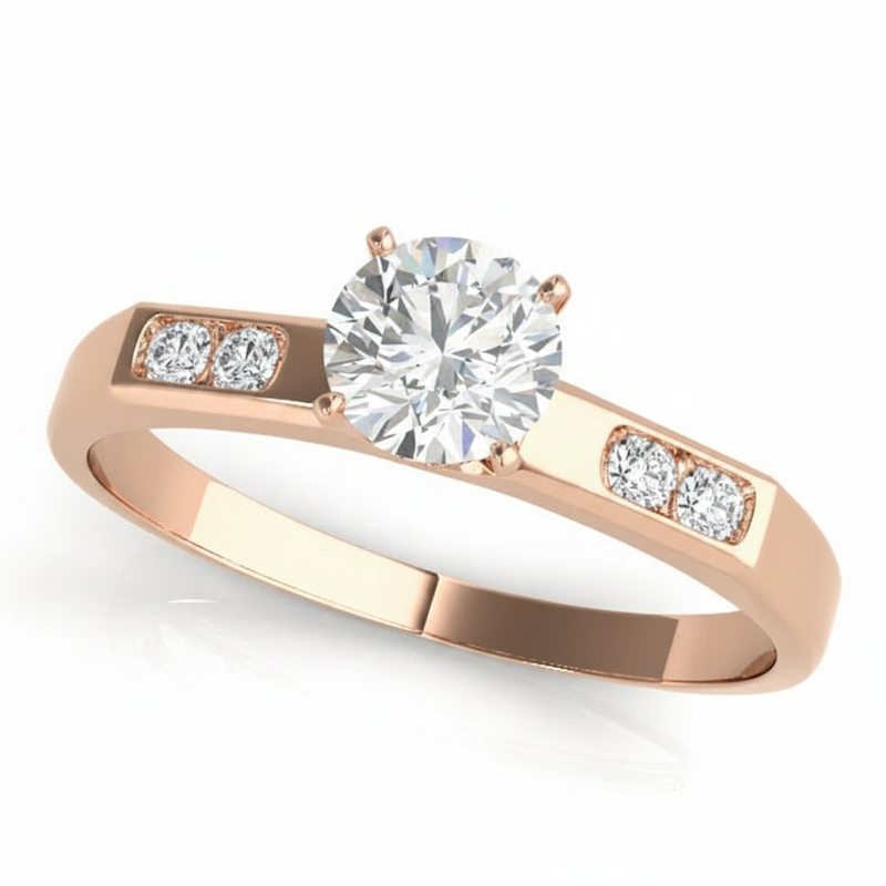 Channel Set Engagement Ring (50152-E) — Rose Gold
