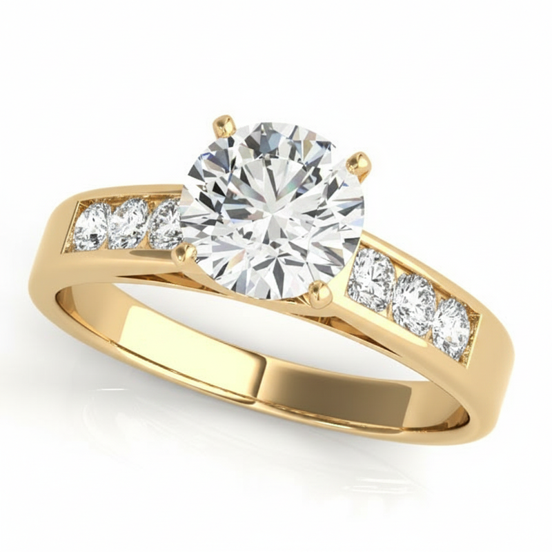 Channel Set Engagement Ring (50180-E) — Yellow Gold