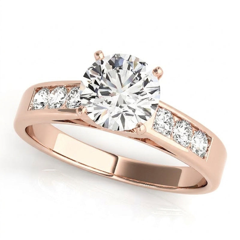 Channel Set Engagement Ring (50180-E) — Rose Gold