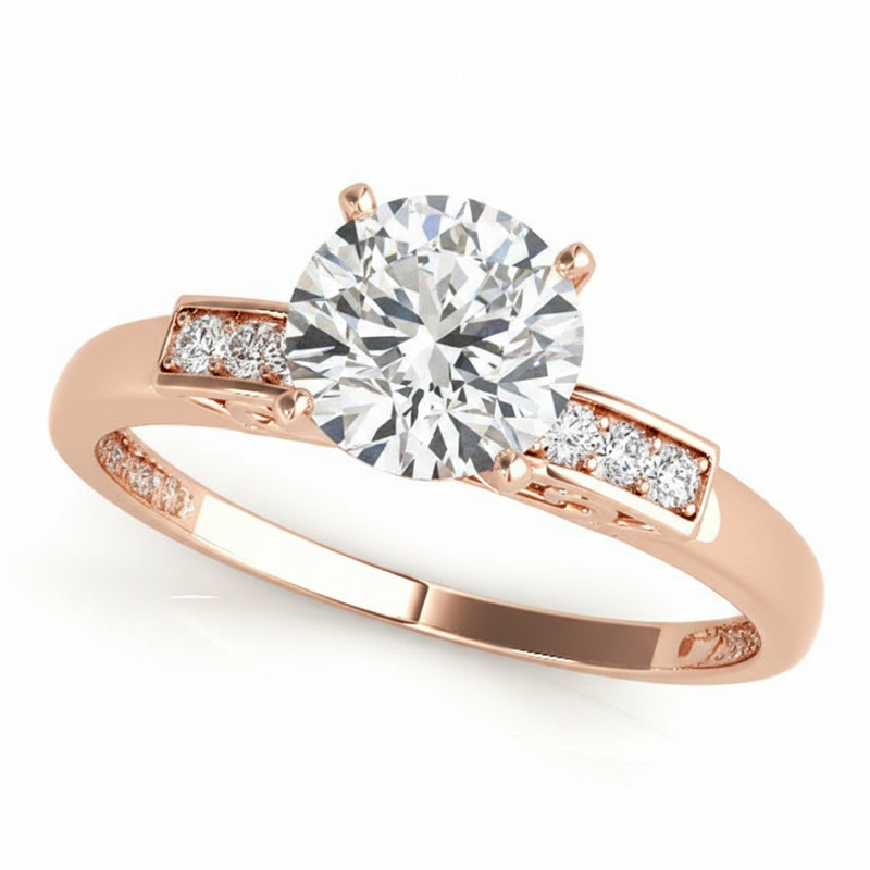 Channel Set Engagement Ring (50251-E) — Rose Gold