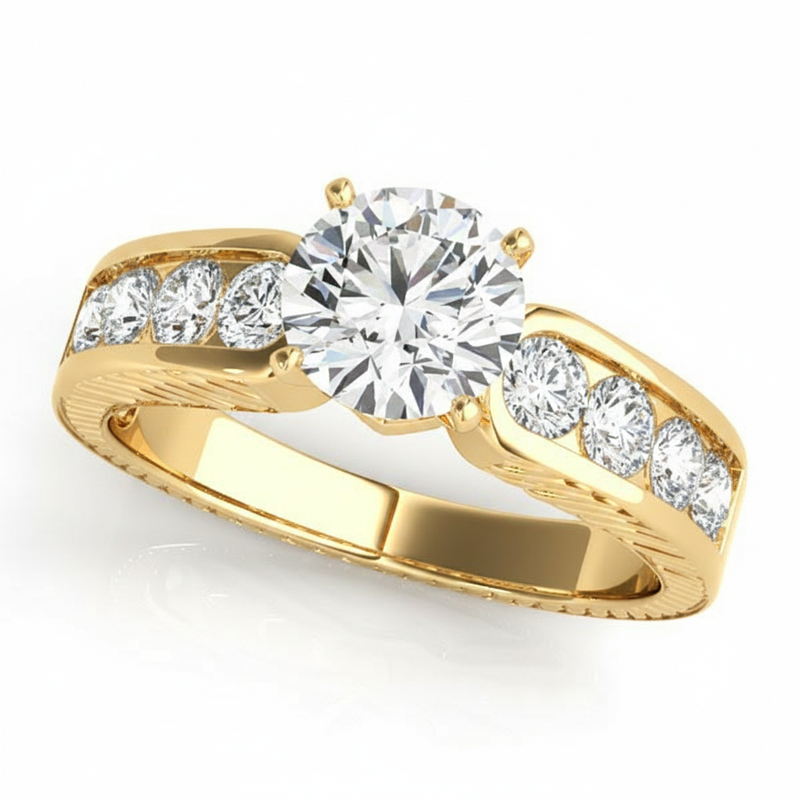 Channel Set Engagement Ring (50255-E) — Yellow Gold