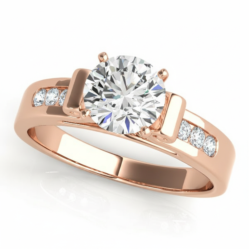 Channel Set Engagement Ring (50257-E) — Rose Gold