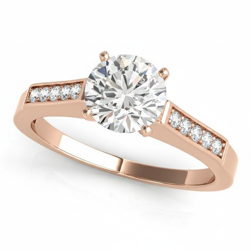 Channel Set Engagement Ring (50270-E) — Rose Gold
