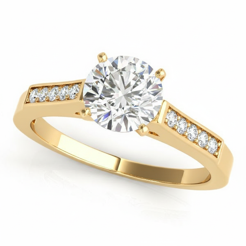 Channel Set Engagement Ring (50270-E) — Yellow Gold