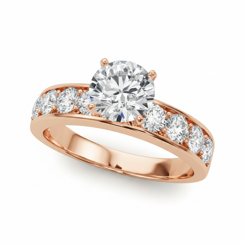 Channel Set Engagement Ring (50280-E) — Rose Gold
