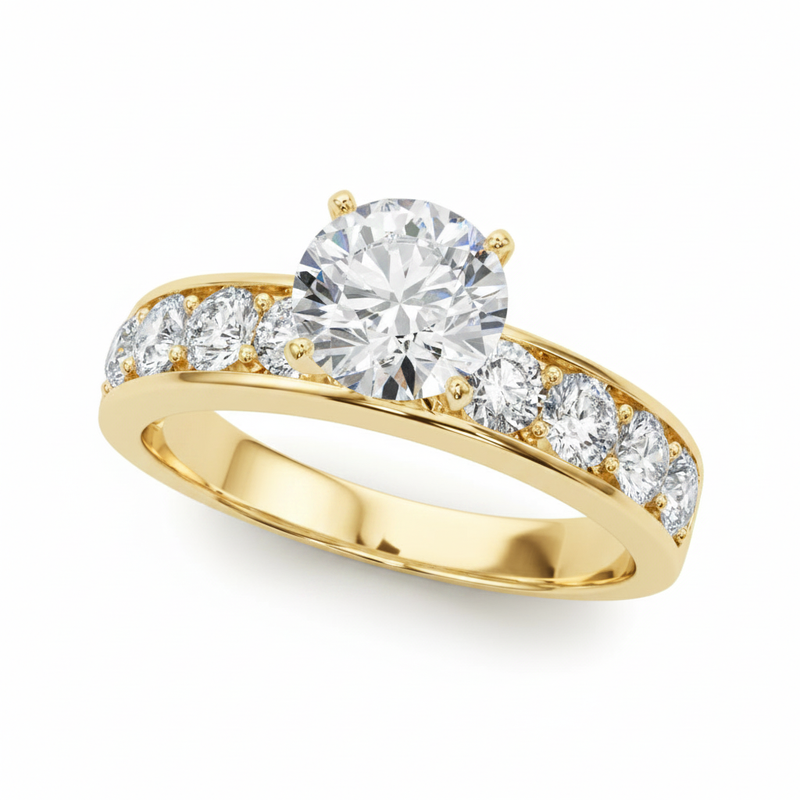 Channel Set Engagement Ring (50280-E) — Yellow Gold