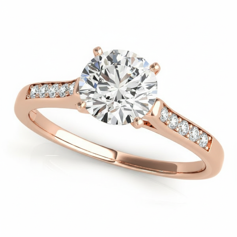 Channel Set Engagement Ring (50283-E) — Rose Gold