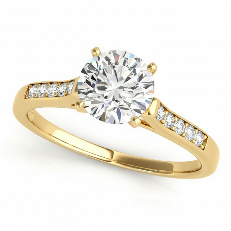 Channel Set Engagement Ring (50283-E) — Yellow Gold