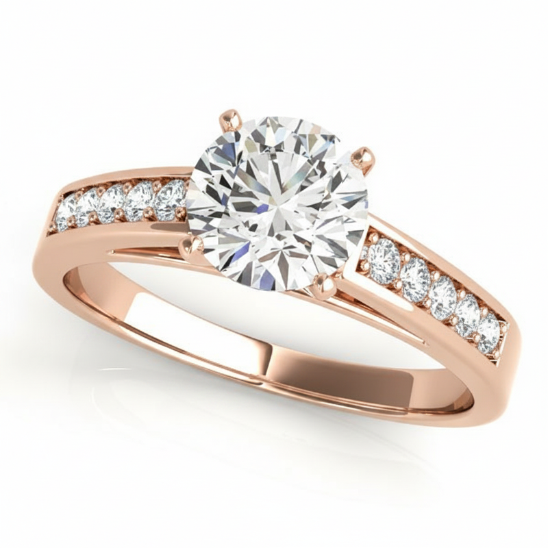Channel Set Engagement Ring (50284-E) — Rose Gold