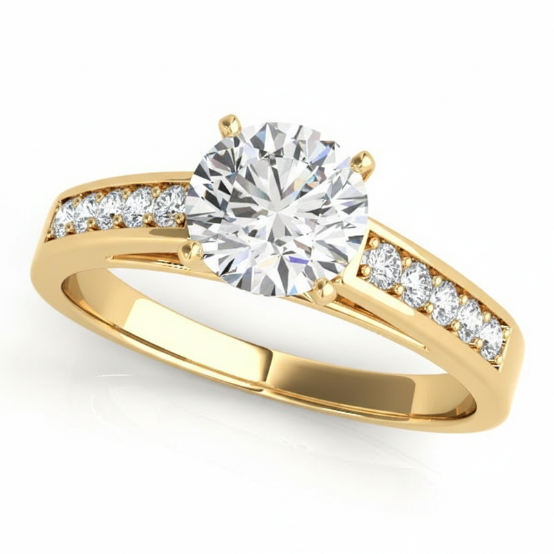 Channel Set Engagement Ring (50284-E) — Yellow Gold