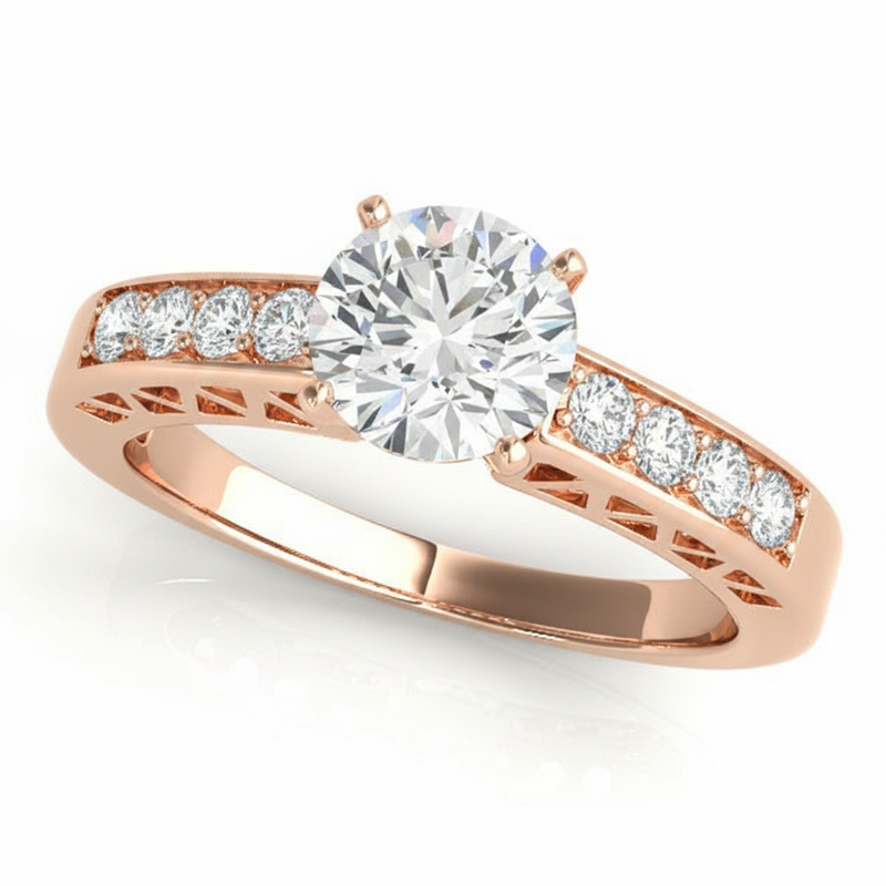 Channel Set Engagement Ring (50295-E) — Rose Gold